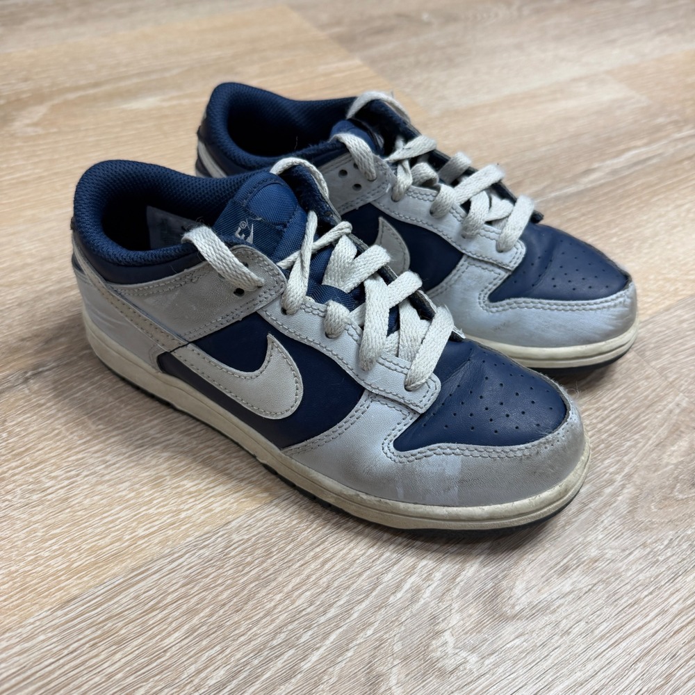 Nike Dunk Low Midnight Navy Metallic Silver FB9108-002 Kids Size 2Y Sneakers
